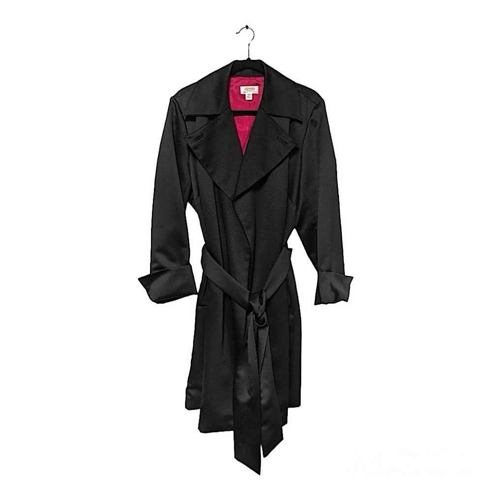 Talbots Woman Petites Black W/ Red Inlay Trench (2X)